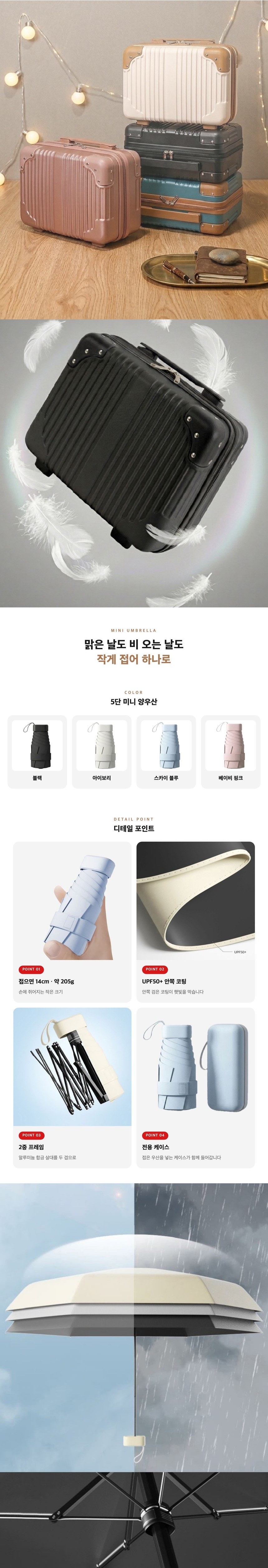 14인치 여행용 레디백 + 5단 미니 양우산 + 양장 다이어리 선물세트 상세 이미지 2