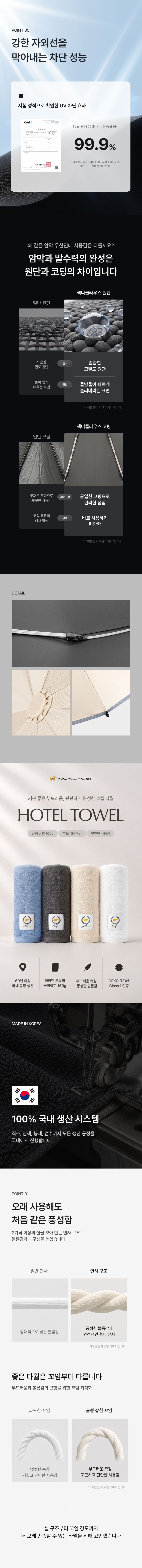잭니클라우스 l 시그니처 3단 10K 완전자동+호텔수건 160g(국산) 선물세트 상세 이미지 2