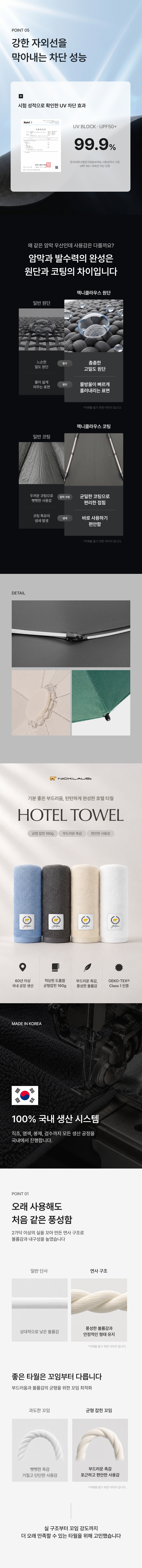잭니클라우스 l 3단 10K 클립 완전자동+호텔수건 160g(국산) 선물세트 상세 이미지 2